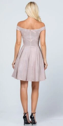 La Scala 25759 Short Off The Shoulder Skater Dress Glitter Jacquard(La Scala 25759 Short Off The Shoulder Skater Dress Glitter Jacquard Rust) -Discount Dress Shops 25759 la scala back 49402f6f d5a3 4309 a727 ac1a783eb2ce 1