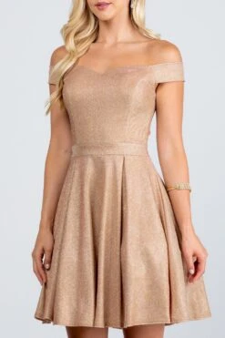 La Scala 25759 Short Off The Shoulder Skater Dress Glitter Jacquard(La Scala 25759 Short Off The Shoulder Skater Dress Glitter Jacquard Rust) -Discount Dress Shops 25759 la scala champagne zoom 395d40f3 3e60 4570 8693 d991af5e3fe1