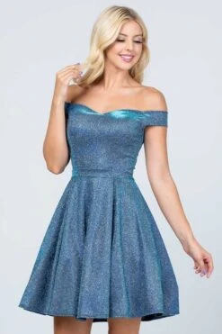 La Scala 25759 Short Off The Shoulder Skater Dress Glitter Jacquard(La Scala 25759 Short Off The Shoulder Skater Dress Glitter Jacquard Rust) -Discount Dress Shops 25759 la scala royal blue zoom 85dab204 dc11 4d7f 825f 394619184da6