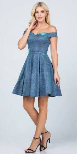 La Scala 25759 Short Off The Shoulder Skater Dress Glitter Jacquard(La Scala 25759 Short Off The Shoulder Skater Dress Glitter Jacquard Rust) -Discount Dress Shops 25759 la scala royal blue 6329ee9a 49cc 4dd9 9bc4 684123c2441d