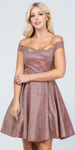 La Scala 25759 Short Off The Shoulder Skater Dress Glitter Jacquard(La Scala 25759 Short Off The Shoulder Skater Dress Glitter Jacquard Rust) -Discount Dress Shops 25759 la scala rust 8650fb05 e367 4ce3 9f16 8dc3b7af16db