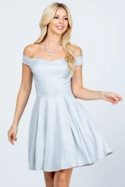 La Scala 25759 Short Off The Shoulder Skater Dress Glitter Jacquard(La Scala 25759 Short Off The Shoulder Skater Dress Glitter Jacquard Rust) -Discount Dress Shops 25759 la scala silver zoom 991b25a8 48d7 440a 87d1 2d7cac96c26a