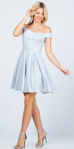 La Scala 25759 Short Off The Shoulder Skater Dress Glitter Jacquard(La Scala 25759 Short Off The Shoulder Skater Dress Glitter Jacquard Rust) -Discount Dress Shops 25759 la scala silver 1aedc82b 300f 4e63 a564 25ad013a08ab