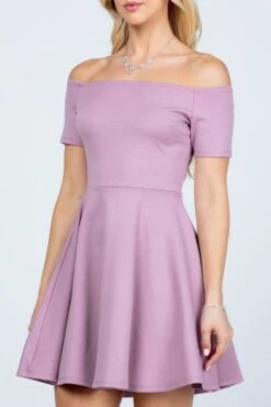 CLEARANCE - La Scala 25795 Off The Shoulder Short Sleeve Skater Dress (Size M)(Clearance La Scala 25795 Off The Shoulder Short Sleeve Skater Dress Size M) -Discount Dress Shops 25795 la scala dusty pink zoom c1a40bad c649 47fe be07 dc237b8b7be3