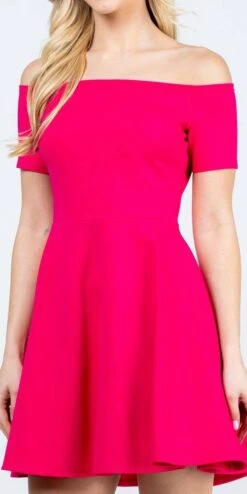 CLEARANCE - La Scala 25795 Off The Shoulder Short Sleeve Skater Dress (Size M)(Clearance La Scala 25795 Off The Shoulder Short Sleeve Skater Dress Size M) -Discount Dress Shops 25795 la scala fuchsia 6c16b506 7af2 4d56 b338 dfa1411b3821