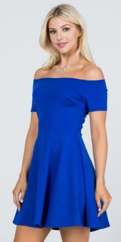 CLEARANCE - La Scala 25795 Off The Shoulder Short Sleeve Skater Dress (Size M)(Clearance La Scala 25795 Off The Shoulder Short Sleeve Skater Dress Size M) -Discount Dress Shops 25795 la scala royal blue 5f7a2906 5333 48b9 aec5 9e3f77d81694