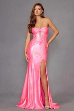 Juliet JT2579H Strapless Sweetheart Iridescent Prom Gown(Juliet Jt2579h Strapless Sweetheart Iridescent Prom Gown) -Discount Dress Shops 2579HHOTPINK 1