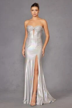 Juliet JT2579H Strapless Sweetheart Iridescent Prom Gown(Juliet Jt2579h Strapless Sweetheart Iridescent Prom Gown) -Discount Dress Shops 2579HSILVER 1