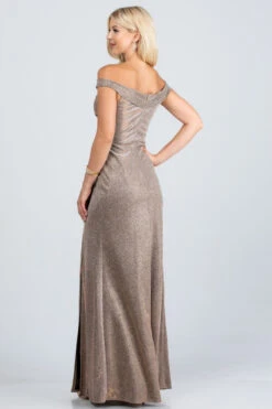 CLEARANCE - La Scala 25854 Off The Shoulder Glittery Jacquard Gathered Gown (Size L)(Clearance La Scala 25854 Off The Shoulder Glittery Jacquard Gathered Gown Size L) -Discount Dress Shops 25854 la scala gold back 358ca878 75f9 4429 8ad1 1fa04db078d4