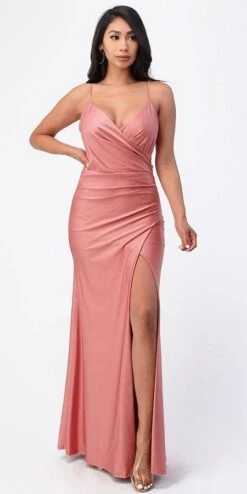 La Scala 25872 Long Dress Pleated Spaghetti Strap Side Leg Slit(La Scala 25872 Long Party Dress Pleated Spaghetti Strap Side Leg Slit) -Discount Dress Shops 25872 la scala ash rose c8e259cb 8531 4553 abdd 7abc31c51fb3