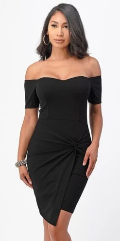 La Scala 25892 Short Body Con Cocktail Dress Off Shoulder Form Fit(La Scala 25892 Short Body Con Cocktail Dress Off Shoulder Form Fit) -Discount Dress Shops 25892 la scala black