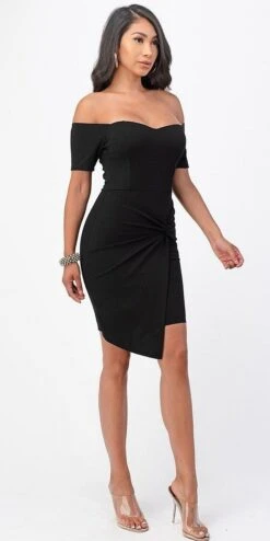 La Scala 25892 Short Body Con Cocktail Dress Off Shoulder Form Fit(La Scala 25892 Short Body Con Cocktail Dress Off Shoulder Form Fit) -Discount Dress Shops 25892 la scala black side