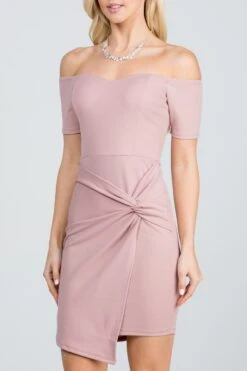 La Scala 25892 Short Body Con Cocktail Dress Off Shoulder Form Fit(La Scala 25892 Short Body Con Cocktail Dress Off Shoulder Form Fit) -Discount Dress Shops 25892 la scala rose