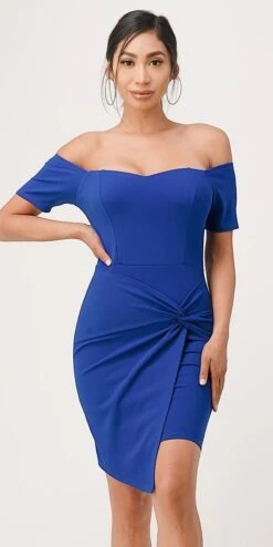La Scala 25892 Short Body Con Cocktail Dress Off Shoulder Form Fit(La Scala 25892 Short Body Con Cocktail Dress Off Shoulder Form Fit) -Discount Dress Shops 25892 la scala royal blue