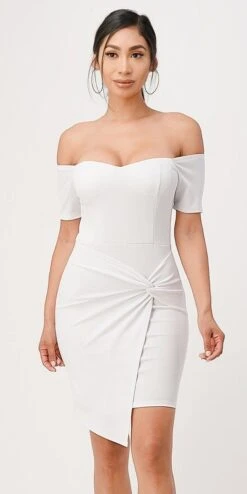 La Scala 25892 Short Body Con Cocktail Dress Off Shoulder Form Fit(La Scala 25892 Short Body Con Cocktail Dress Off Shoulder Form Fit) -Discount Dress Shops 25892 la scala white