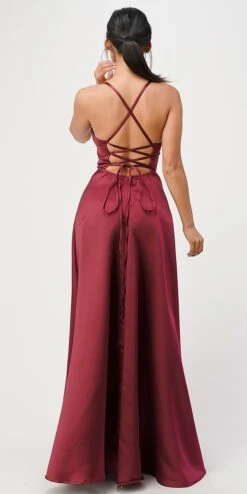 CLEARANCE - La Scala 25895 Open Side Back Spaghetti Tie Stretch Satin Gown (Size XL)(Clearance La Scala 25895 Open Side Back Spaghetti Tie Stretch Satin Gown Size Xl) -Discount Dress Shops 25895 la scala burgundy back 2bce1a18 afb8 4cf3 9bf4 6ac851cf855a