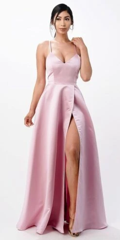 CLEARANCE - La Scala 25895 Open Side Back Spaghetti Tie Stretch Satin Gown (Size XL)(Clearance La Scala 25895 Open Side Back Spaghetti Tie Stretch Satin Gown Size Xl) -Discount Dress Shops 25895 la scala mauve 427a8124 ea2d 4992 83f1 cdd516641dd3