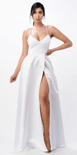 CLEARANCE - La Scala 25895 Open Side Back Spaghetti Tie Stretch Satin Gown (Size XL)(Clearance La Scala 25895 Open Side Back Spaghetti Tie Stretch Satin Gown Size Xl)