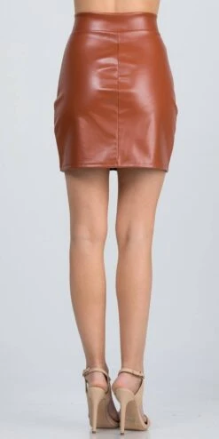 La Scala 25904 Open Zipper Faux Leather Mini Skirt(La Scala 25904 Open Zipper Faux Leather Mini Skirt) -Discount Dress Shops 25904 la scala rust back
