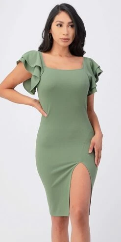La Scala 25922 Ruffle Sleeve Pencil Dress Side Slit(Ruffle Sleeve Pencil Dress Side Slit By La Scala 25922) 25 La Scala 25922 Ruffle Sleeve Pencil Dress Side Slit(Ruffle Sleeve Pencil Dress Side Slit By La Scala 25922) -Discount Dress Shops 25922 eucalyptus