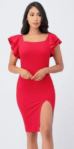 La Scala 25922 Ruffle Sleeve Pencil Dress Side Slit(Ruffle Sleeve Pencil Dress Side Slit By La Scala 25922) 19 La Scala 25922 Ruffle Sleeve Pencil Dress Side Slit(Ruffle Sleeve Pencil Dress Side Slit By La Scala 25922) -Discount Dress Shops 25922 red
