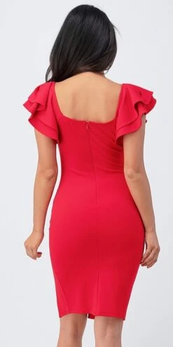 La Scala 25922 Ruffle Sleeve Pencil Dress Side Slit(Ruffle Sleeve Pencil Dress Side Slit By La Scala 25922) 20 La Scala 25922 Ruffle Sleeve Pencil Dress Side Slit(Ruffle Sleeve Pencil Dress Side Slit By La Scala 25922) -Discount Dress Shops 25922 red back