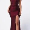 La Scala 25925 Back Lace Up Mermaid Dress Waist Shirring And Open Slit(La Scala 25925 Back Lace Up Mermaid Dress Waist Shirring And Open Slit)