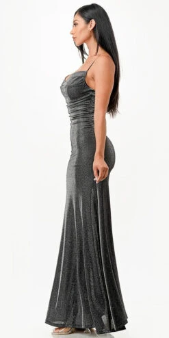 La Scala 26004 Long Sleeveless Fitted Cowl Neckline Sheath Dress(La Scala 26004 Long Sleeveless Fitted Cowl Neckline Sheath Dress) -Discount Dress Shops 26004 la scala black side