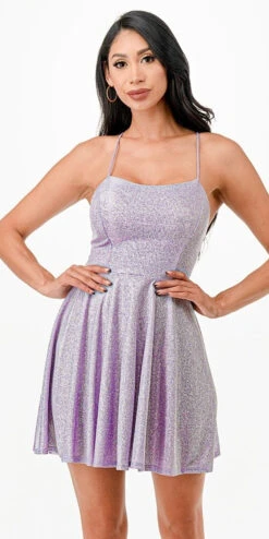 La Scala 26016 Short A-Line Glitter Fit And Flare Cocktail Dress(La Scala 26016 Short A Line Glitter Fit And Flare Cocktail Dress) -Discount Dress Shops 26016 la scala lilac
