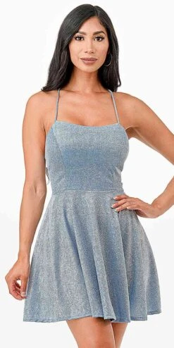 La Scala 26016 Short A-Line Glitter Fit And Flare Cocktail Dress(La Scala 26016 Short A Line Glitter Fit And Flare Cocktail Dress) -Discount Dress Shops 26016 la scala pale blue