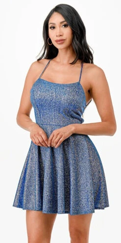 La Scala 26016 Short A-Line Glitter Fit And Flare Cocktail Dress(La Scala 26016 Short A Line Glitter Fit And Flare Cocktail Dress) -Discount Dress Shops 26016 la scala royal blue side