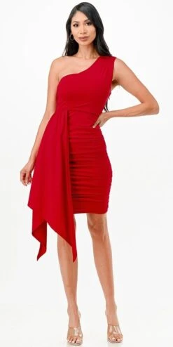 La Scala 26017 One Shoulder Fitted Short Cocktail Dress(La Scala 26017 One Shoulder Fitted Short Cocktail Dress) -Discount Dress Shops 26017 la scala red