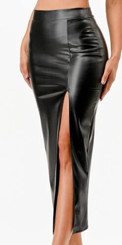 La Scala 26019 Mid Length PU Leather Pencil Skirt With Open Slit(La Scala 26019 Mid Length Pu Leather Pencil Skirt With Open Slit) 16 La Scala 26019 Mid Length PU Leather Pencil Skirt With Open Slit(La Scala 26019 Mid Length Pu Leather Pencil Skirt With Open Slit) -Discount Dress Shops 26019 la scala black side