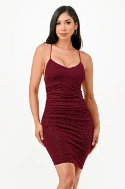 La Scala 26020 Short Fitted Cocktail Dress Open Crisscross Back(La Scala 26020 Short Fitted Cocktail Dress Open Crisscross Back) -Discount Dress Shops 26020 burgundy