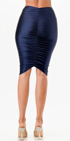 La Scala 26033 Center Ruched Knee Length Shiny Tricot Skirt(La Scala 26033 Center Ruched Knee Length Shiny Tricot Skirt) 17 La Scala 26033 Center Ruched Knee Length Shiny Tricot Skirt(La Scala 26033 Center Ruched Knee Length Shiny Tricot Skirt) -Discount Dress Shops 26033 la scala navy blue back
