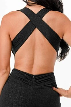 La Scala 26063 Dress Long V-Neckline Halter Top Gown(La Scala 26063 Dress Long V Neckline Halter Top Gown) -Discount Dress Shops 26063 la scala black back zoom