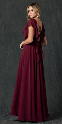 Juliet 261 Flutter Sleeve Formal Dress Cascade Back(Flutter Sleeve Formal Dress Cascade Back By Juliet 261) 30 Juliet 261 Flutter Sleeve Formal Dress Cascade Back(Flutter Sleeve Formal Dress Cascade Back By Juliet 261) -Discount Dress Shops 261 Burgundy Back