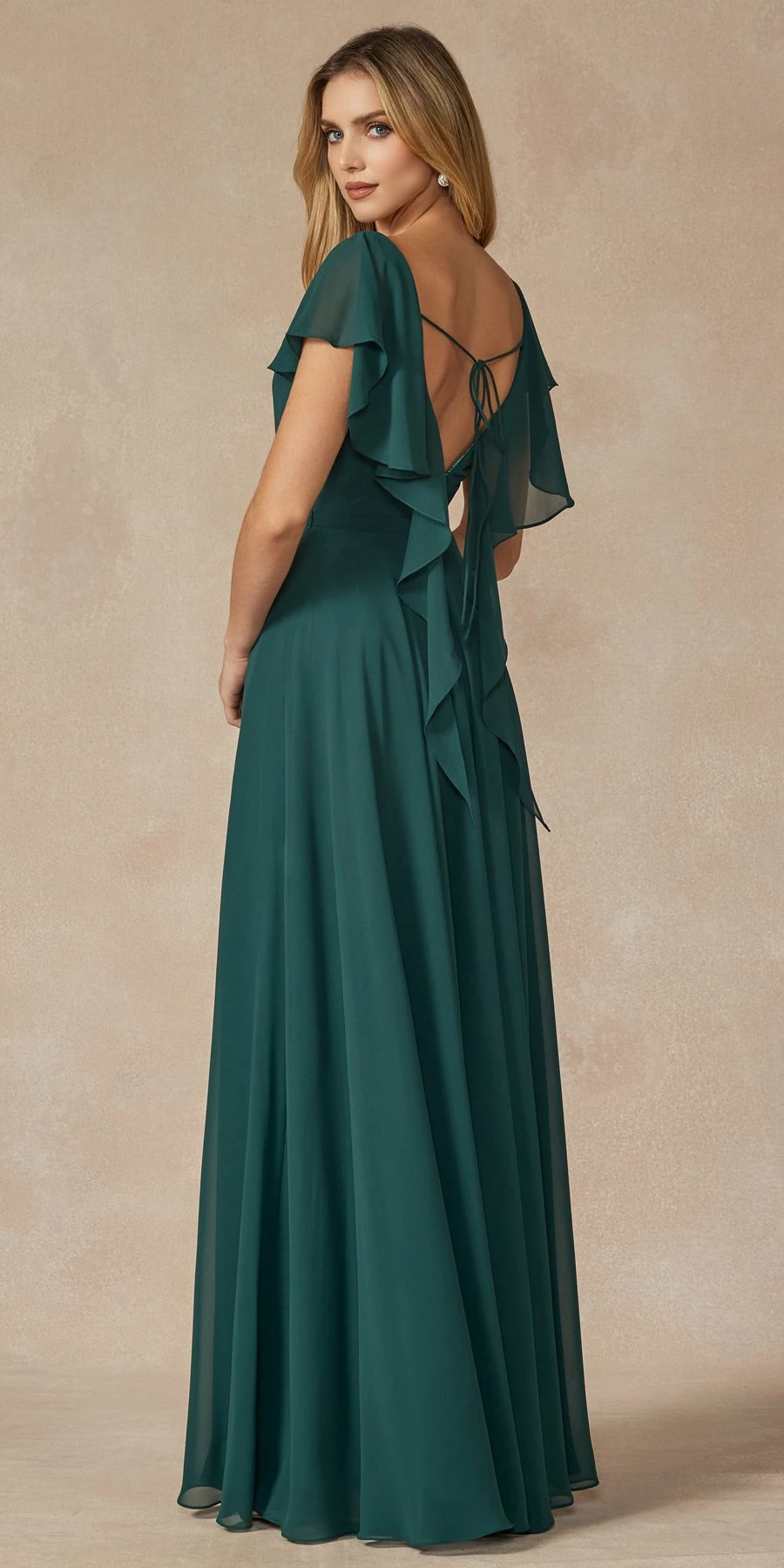 Juliet 261 Flutter Sleeve Formal Dress Cascade Back(Flutter Sleeve Formal Dress Cascade Back By Juliet 261) 2 Juliet 261 Flutter Sleeve Formal Dress Cascade Back(Flutter Sleeve Formal Dress Cascade Back By Juliet 261) - Image 2