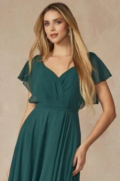 Juliet 261 Flutter Sleeve Formal Dress Cascade Back(Flutter Sleeve Formal Dress Cascade Back By Juliet 261) 22 Juliet 261 Flutter Sleeve Formal Dress Cascade Back(Flutter Sleeve Formal Dress Cascade Back By Juliet 261) -Discount Dress Shops 261 EMERALDGREEN FRONT 2
