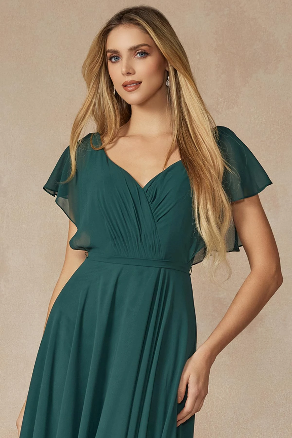 Juliet 261 Flutter Sleeve Formal Dress Cascade Back(Flutter Sleeve Formal Dress Cascade Back By Juliet 261) 3 Juliet 261 Flutter Sleeve Formal Dress Cascade Back(Flutter Sleeve Formal Dress Cascade Back By Juliet 261) - Image 3