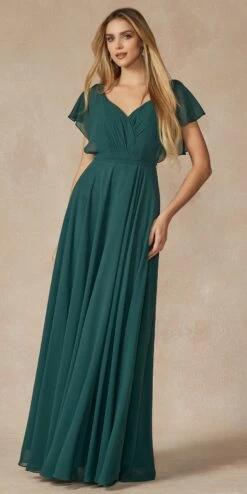 Juliet 261 Flutter Sleeve Formal Dress Cascade Back(Flutter Sleeve Formal Dress Cascade Back By Juliet 261)