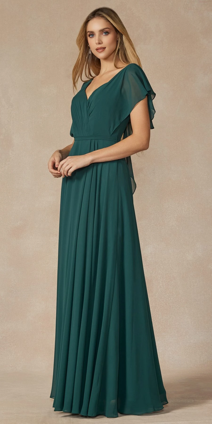 Juliet 261 Flutter Sleeve Formal Dress Cascade Back(Flutter Sleeve Formal Dress Cascade Back By Juliet 261) 4 Juliet 261 Flutter Sleeve Formal Dress Cascade Back(Flutter Sleeve Formal Dress Cascade Back By Juliet 261) - Image 4
