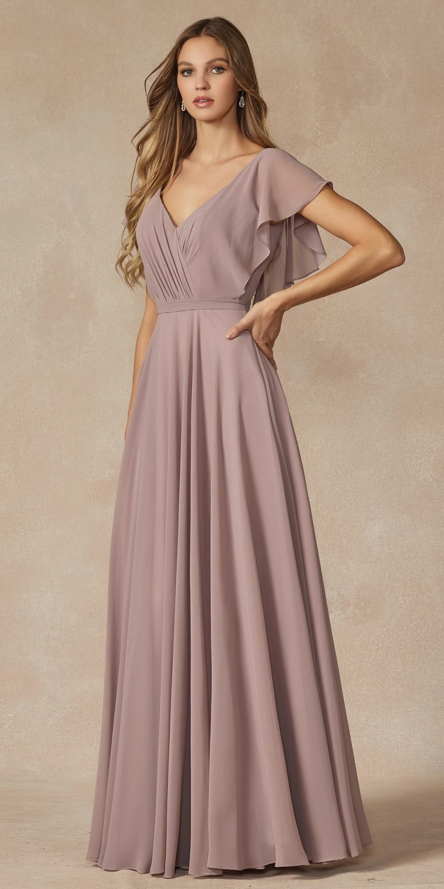 Juliet 261 Flutter Sleeve Formal Dress Cascade Back(Flutter Sleeve Formal Dress Cascade Back By Juliet 261) 20 Juliet 261 Flutter Sleeve Formal Dress Cascade Back(Flutter Sleeve Formal Dress Cascade Back By Juliet 261) - Image 20