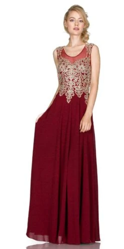 Cinderella Divine 2635 A-Line Chiffon Gown Lace Embellished Bodice(Cinderella Divine 2635 A Line Chiffon Peach Gown Lace Embellished Bodice) -Discount Dress Shops 2635 cinderella dress burgundy 069968fb 419f 4280 b43c aec351d43ad9