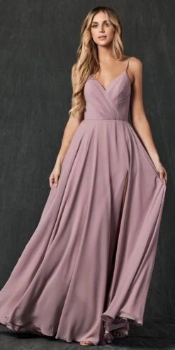 Juliet 263 Spaghetti Strap Long Formal Dress(Spaghetti Strap Long Formal Dress By Juliet 263) -Discount Dress Shops 263 Mauve Front