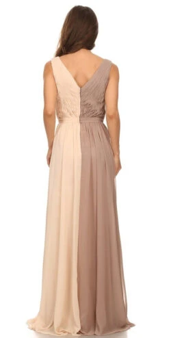 Eureka 2711 V-Neck Ruched Bodice Long A-Line Dress(Black Taupe V Neck Ruched Bodice A Line Formal Dress Long) -Discount Dress Shops 2711 eureka champagne mocha dress back2 55fc39ec 9c63 49f8 a5f5 52dda9a46191
