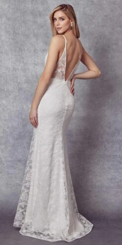 Juliet 272 Embroidered Lace With Stone Accents Fitted Dress(Embroidered Lace With Stone Accents Fitted Dress By Juliet 272) -Discount Dress Shops 272 OffWhite Back