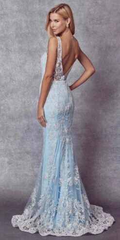 Juliet 277 Fancy Glitter Design Tulle Mermaid Dress(Fancy Glitter Design Tulle Mermaid Prom Dress By Juliet 277) -Discount Dress Shops 277 SkyBlue Back