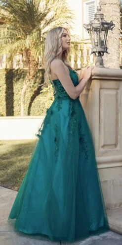 Juliet 285 Floor Length A-Line 3D Floral Applique Ball Gown(Juliet 285 Floor Length A Line 3d Floral Applique Ball Gown) -Discount Dress Shops 285 EMERALDGREEN OTHER2
