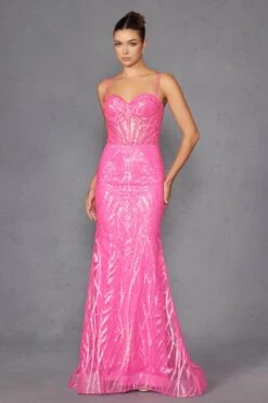 Juliet JT2886C Strapless Sweetheart Corset Sequin Fitted Gown(Juliet Jt2886c Strapless Sweetheart Corset Sequin Fitted Gown) -Discount Dress Shops 2886CFUCHSIA 1